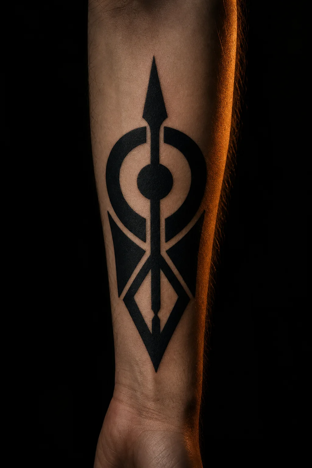 Tatuaje blackwork — símbolo geométrico, Safo Sepulcro Barcelona